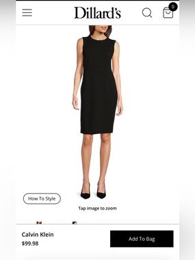 Calvin Klein Black Sleeveless Midi Sheath Dress